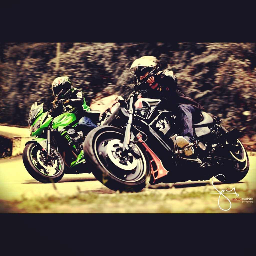 Jehan with his brother Sean on a Kawasaki Z750