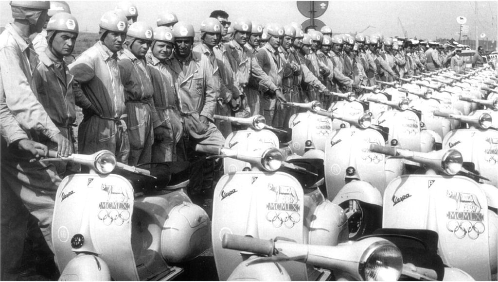 Official Vespa rides at the 1960 Rome Olympics.
