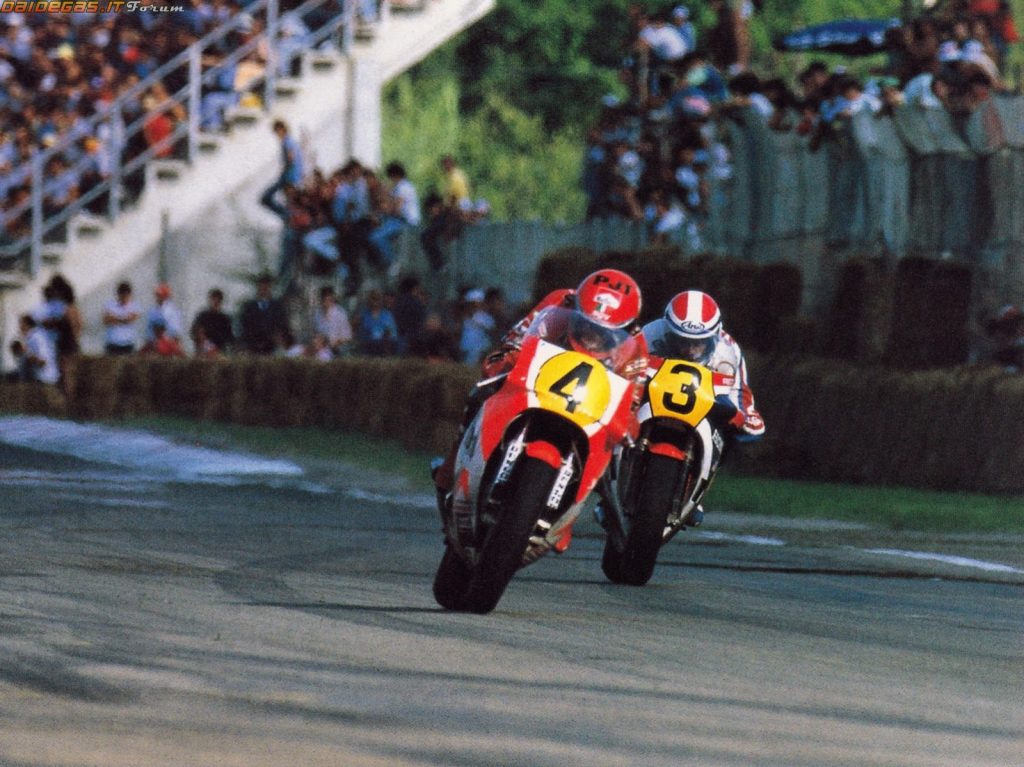 Freddie Spencer vs Kenny Roberts @ 1983 Swedish GP (image source: Pinterest)
