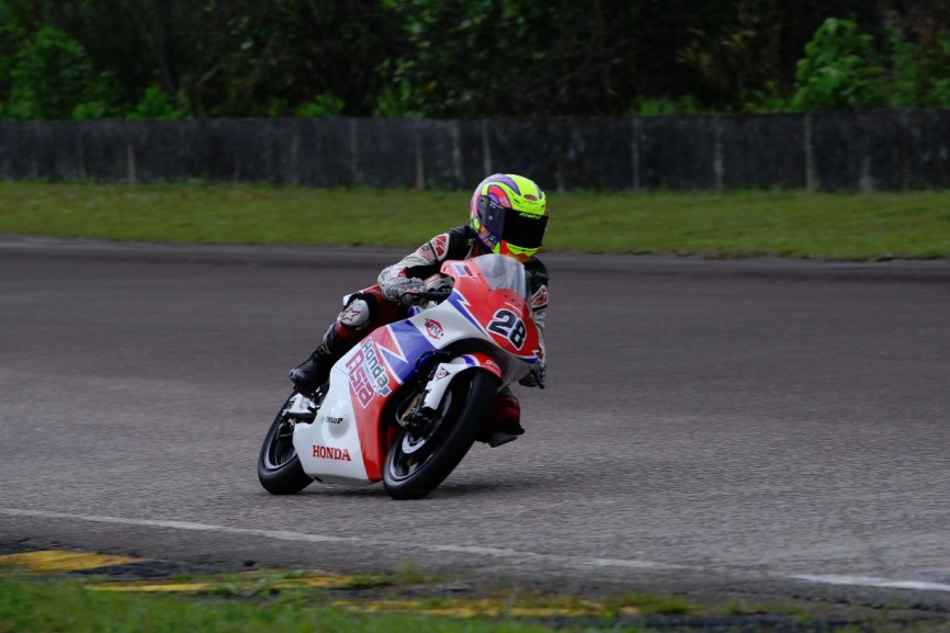 Khairul Idham Pawi in action during the Moto3 private test at the Pasir Gudang circuit in Johor
