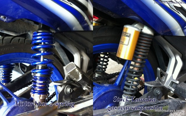 Motor Star 2-spring comparison with stock Yamaha gas rear suspension