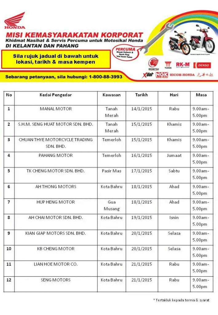 Boon Siew Honda Free Service Campaign Bikesrepublic
