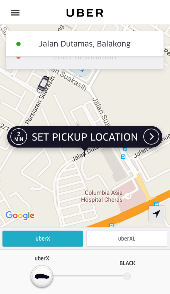 The Uber app is available for both iOS and Android smartphones.