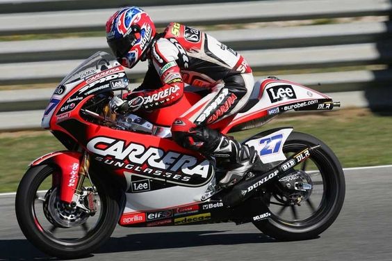 Stoner astride the Aprilia 250cc machine in 2005. (Image source: Pinterest)