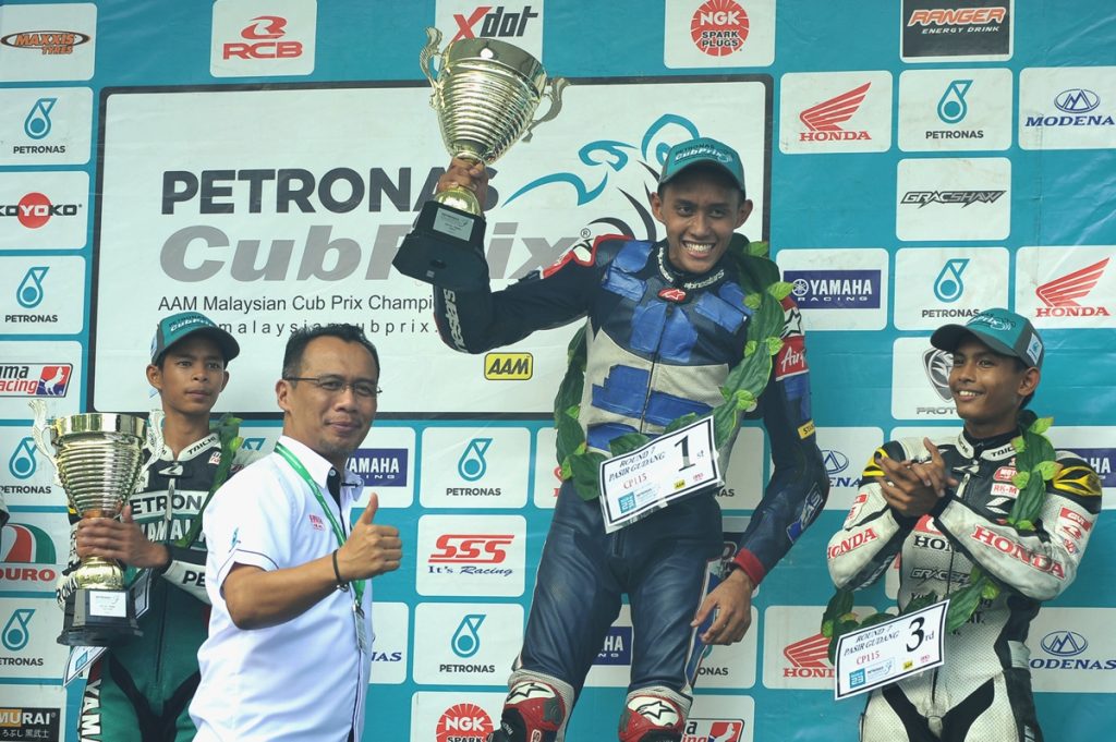 Podium CP115, juara - Fakhusy, kedua Md Akid dan Azroy