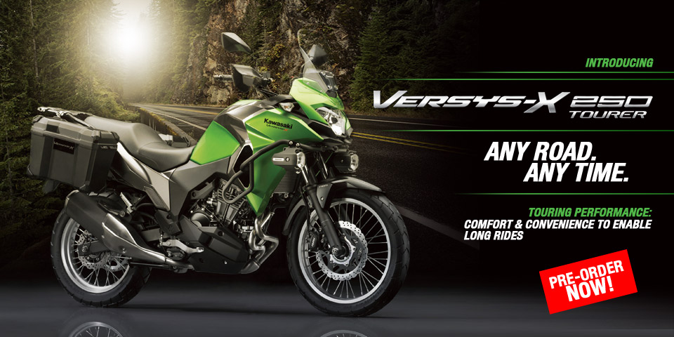 Kawasaki Indonesia's promotional banner for the Versys-X 250.