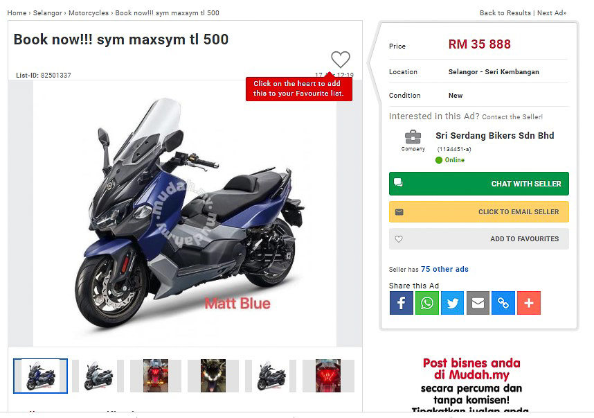 Sym Maxsym Tl 500 Now Available For Booking Rm35 8 Bikesrepublic