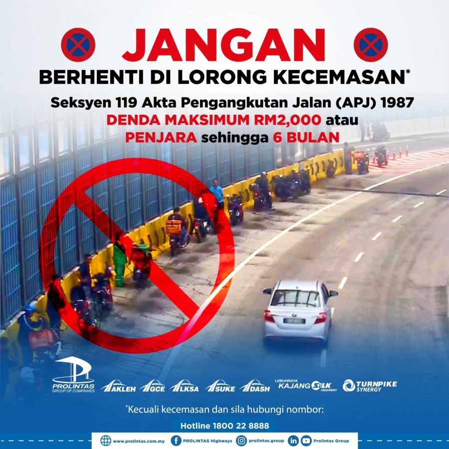 Up To RM2k Fine Or 6 Months Prison If Found Parking At Emergency Lane During Heavy Rain